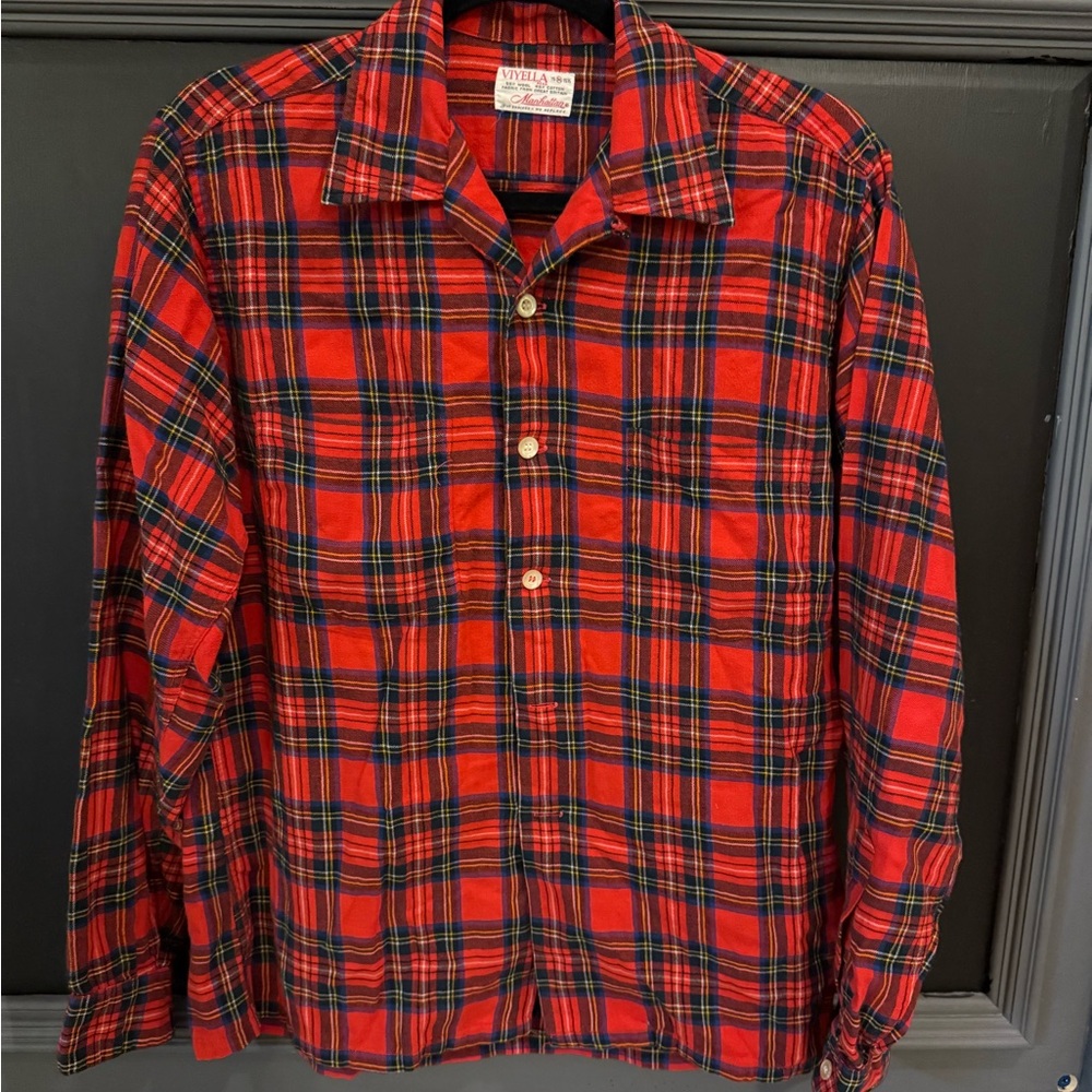 Vintage Viyella Manhattan Red and Black Plaid Button Down Shirt Men’s